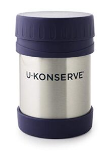 u konserve stainless steel insulated food jar 12oz - leak-proof ocean blue lid - bpa free - thermal and double-walled to keep food hot and cold