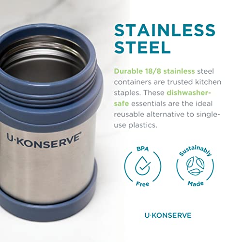 U Konserve Stainless Steel Insulated Food Jar 12oz - Leak-Proof Ocean Blue Lid - BPA Free - Thermal and Double-Walled to Keep Food Hot and Cold