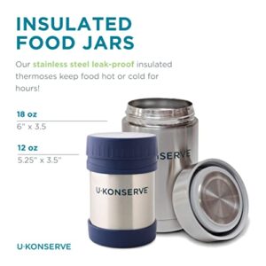 U Konserve Stainless Steel Insulated Food Jar 12oz - Leak-Proof Ocean Blue Lid - BPA Free - Thermal and Double-Walled to Keep Food Hot and Cold