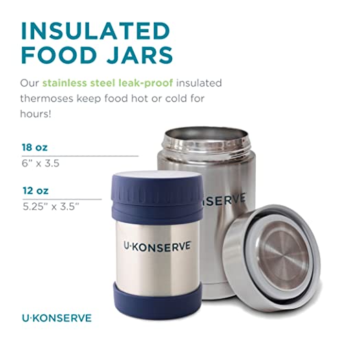 U Konserve Stainless Steel Insulated Food Jar 12oz - Leak-Proof Ocean Blue Lid - BPA Free - Thermal and Double-Walled to Keep Food Hot and Cold