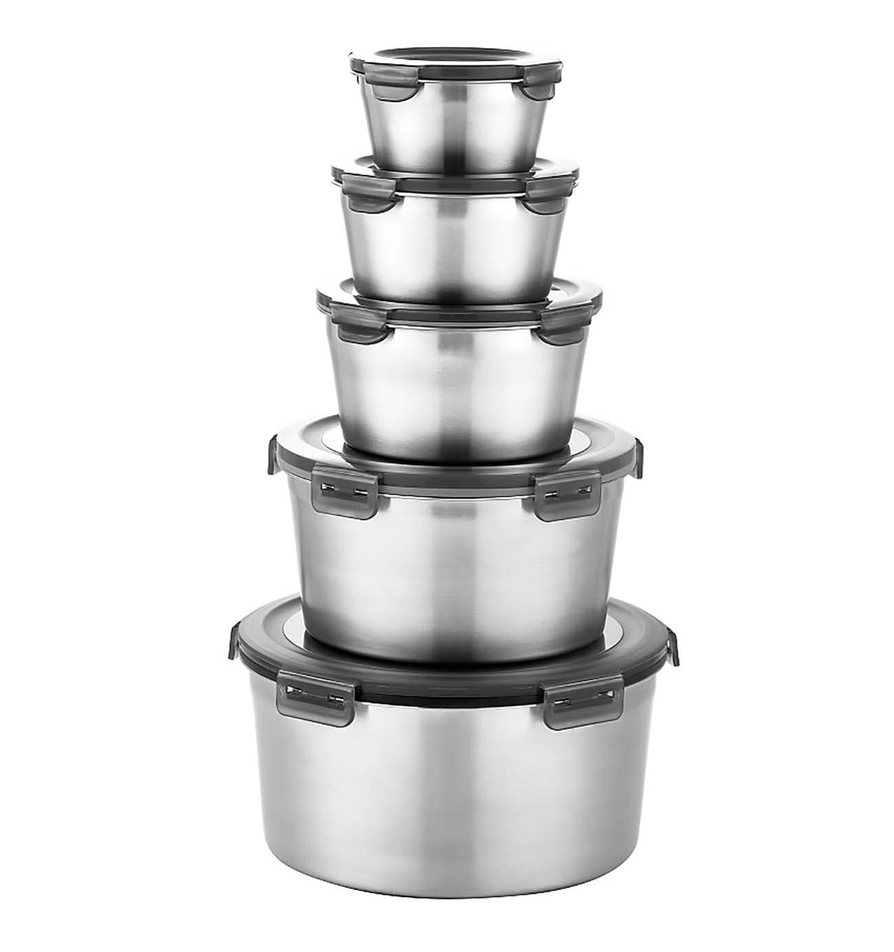 GRFELI Stainless Steel Food Containers with Lids, Set of 5 Meal Prep Container Reusable Metal Food Storage Bento Lunch Box for Kitchen Picnic, BPA Free,67oz,118oz)