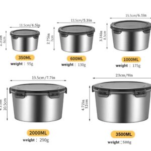 GRFELI Stainless Steel Food Containers with Lids, Set of 5 Meal Prep Container Reusable Metal Food Storage Bento Lunch Box for Kitchen Picnic, BPA Free,67oz,118oz)