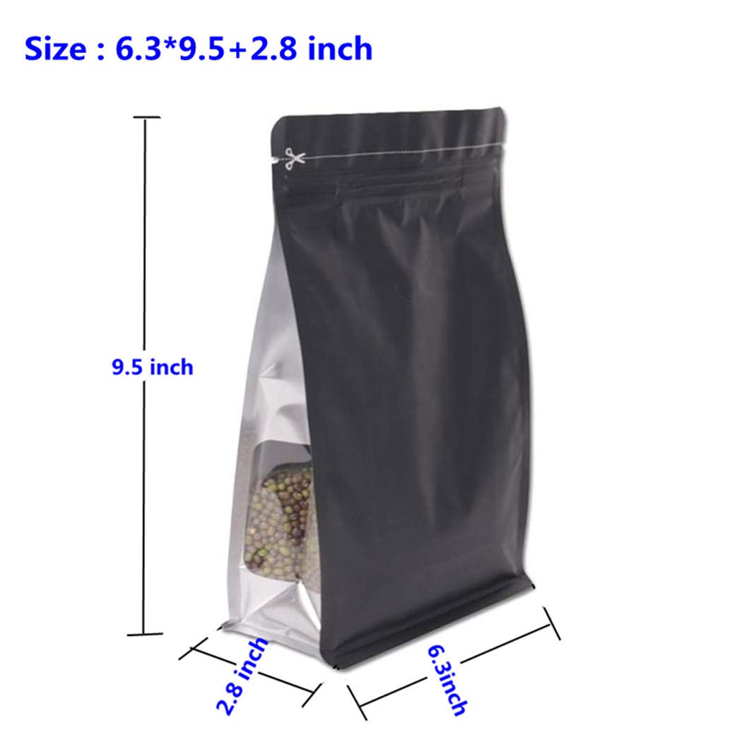 Resealable Bags Mylar eco Food Save Zipper Colored Heavy Duty Baggies Cute |Flat Bottom Stand up Zip Reusable Bag for Tshirts Jerky | Gold Green Coffee Bags Valve Vented(30pcs 6.3 9.5+2.8inch)