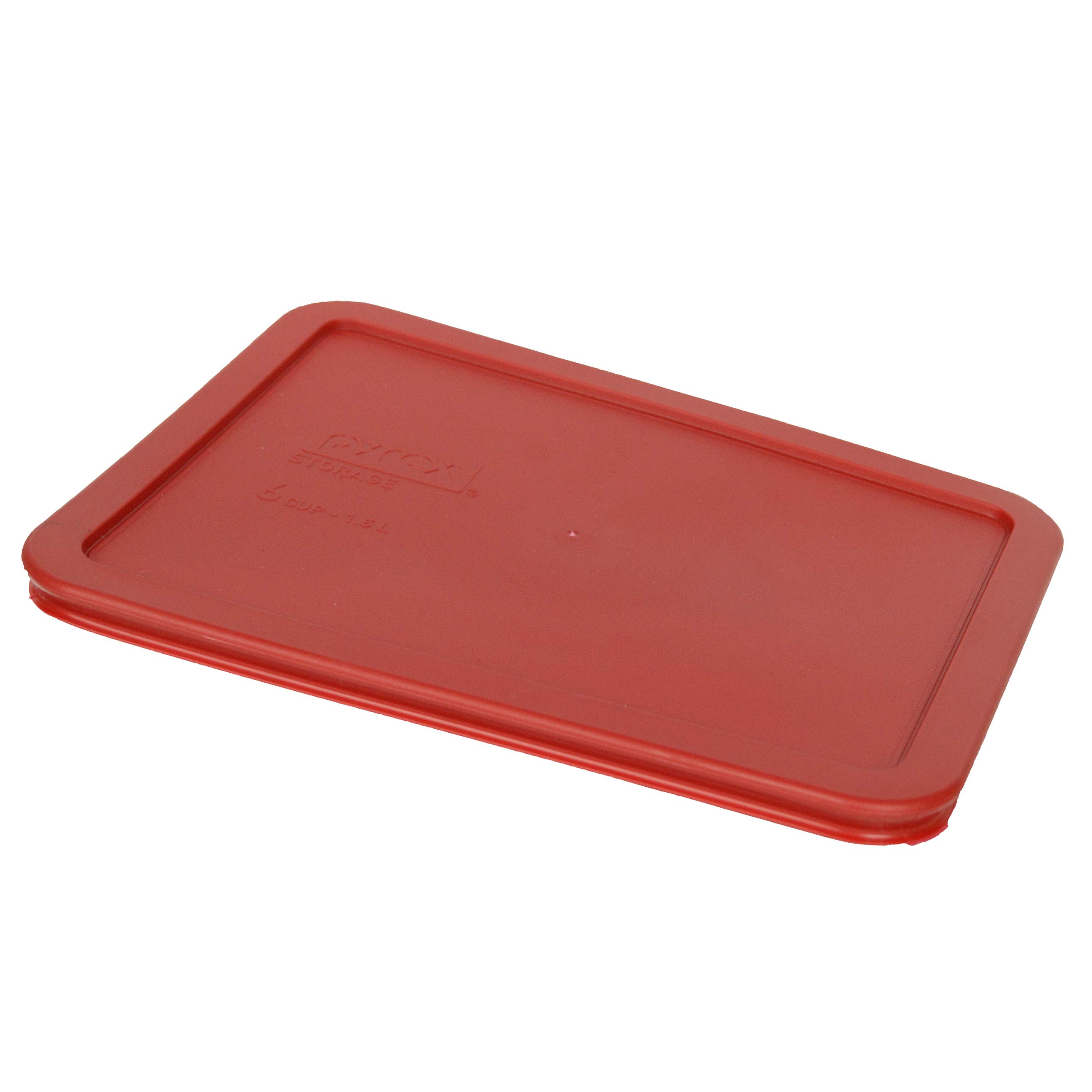 Pyrex 7211-PC 6 Cup Poppy Red Rectangle Plastic Food Storage Lid Made in the USA