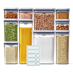oxo good grip 10-piece pop container set with 10 labels