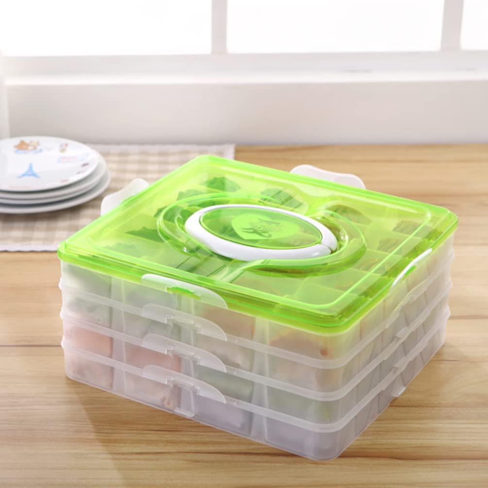 Zerodeko Food Storage Container Dumpling Organizer Stackable Portable Freezer Storage Containers Food Storage Box for Kitchen and Fridge Green