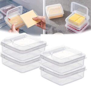 masinies slice cheese container for fridge ham sausage slice storage box, vegetable and fruit fresh-keeping box, portable leakproof clear cheese organiser with flip lid