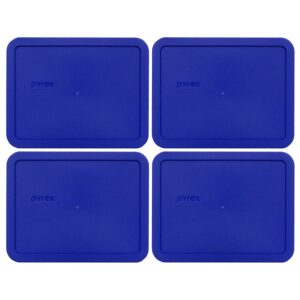pyrex 7211-pc 6 cup cobalt blue rectangle food storage lid for glass dish (4, cobalt blue)