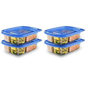 ziploc food storage meal prep containers reusable for kitchen organization, smart snap technology, dishwasher safe, divided rectangle, 2 count (pack of 2)