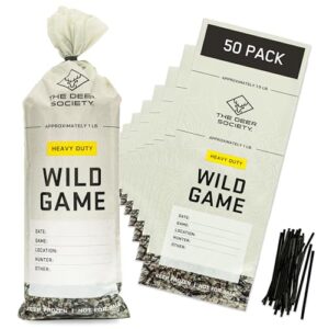 [50 pk] extra strong, 2x thick wild game bags for freezer storage 1.5lb by deer society - meat bags for your ground meat packaging system - processing bags to protect your game meat from freezer burn