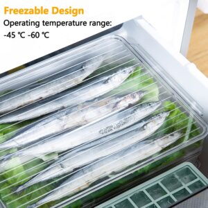 vacane Stackable Freezer Organizer, Clear Produce Saver Sliced Cheese Container with Lids, Freezer Storage Containers Food Storage Tray for Fruits, Vegetables, Meat