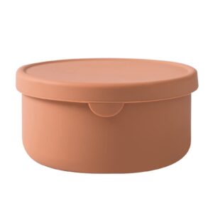 romeran 24oz silicone food storage containers, silicone bowl with lid, unbreakable, non-slip, bpa free, airtight, microwave/dishwasher/freezer-safe, indoor and outdoor use (caramel)