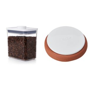 oxo good grips pop container – airtight 1.7 qt for coffee and more food storage, rectangle, clear & good grips pop container brown sugar keeper