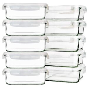 das trust 10 pack glass meal prep containers meal prep bowls food storage containers glass food prep containers with lids lunch container for adults lunch box bento boxes