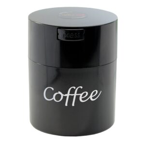 coffeevac 1/2 lb – patented airtight container | multi-use vacuum container works as smell proof containers for ground coffee and coffee bean containers. black with logo