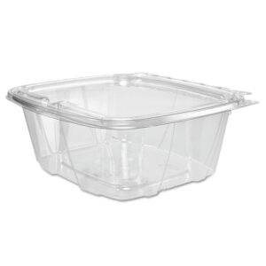 dart 32 oz clearpac safeseal tamper-evident clear pet plastic container with hinged flat lid, ch32def (200 count)