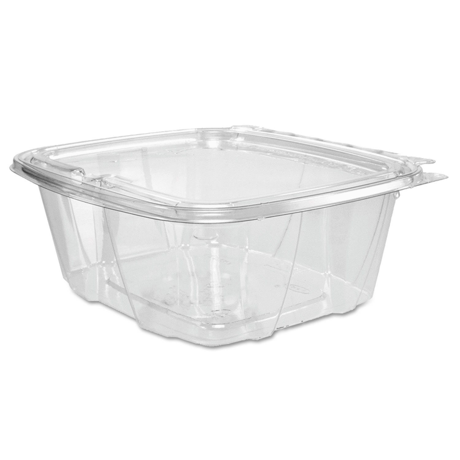 Dart 32 oz ClearPac SafeSeal Tamper-Evident Clear PET Plastic Container with Hinged Flat Lid, CH32DEF (200 Count)