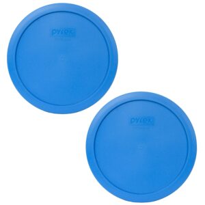 pyrex 7402-pc 6/7 cup marine blue round plastic food storage lid, made in usa - 2 pack