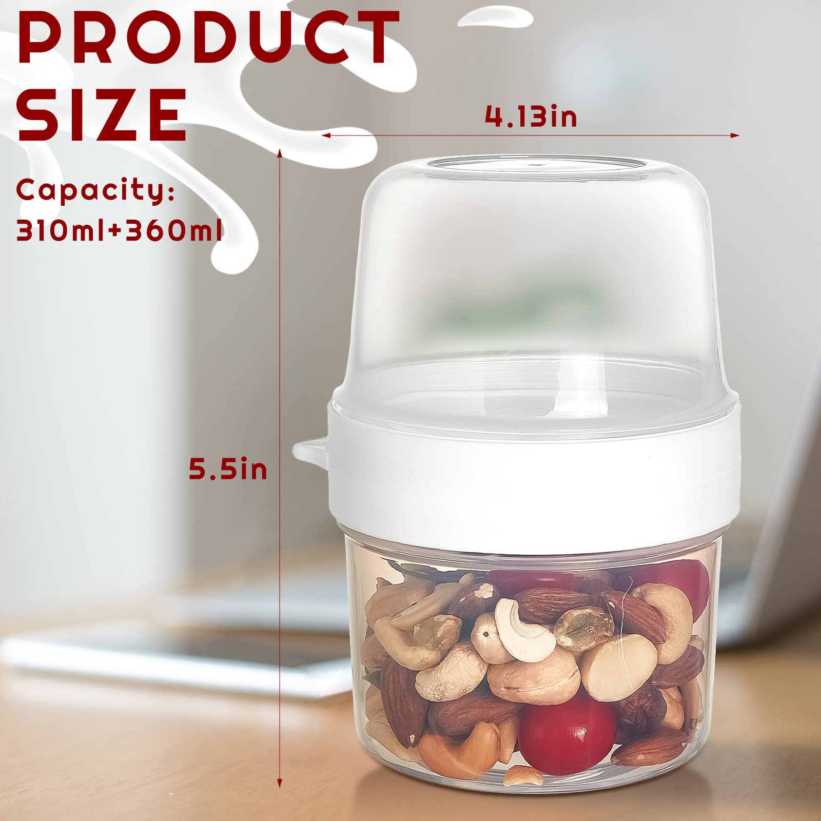 Sumind 4 Pcs Parfait Cups Cereal Container Overnight Oat Container with Lids Cereal Cup Parfait Cups Oatmeal Fruit Yogurt Food Storage Containers Parfait Cups with Lids Reusable, 22.7 Oz Total