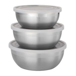 tramontina covered round container set w/frosted lids stainless steel 3 pc, 80204/020ds