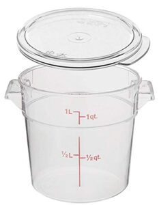 cambro rfscw1135 camwear clear round 1 qt storage container with clear round lid rfscwc1135