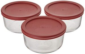 anchor hocking 4 cup food storage containers with red lids (3)