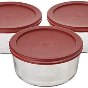 Anchor Hocking 4 Cup Food Storage Containers with Red Lids (3)