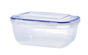 large plastic food storage container with airtight lid for pantry, fridge- 10 cup, 80 oz- bpa free, leakproof sealed container- microwave, dishwasher and freezer safe (clear)