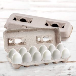 Blank Natural Pulp Egg Cartons Holds Up to Twelve Eggs - 1 Dozen (25 Pieces) and Biodegradable Pulp Fiber Egg Flats for Storing up to 30 Large or Small Eggs (15 Pieces) by MT Products