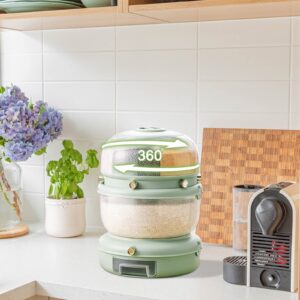 Eapmic 360° Rotatable Cereal Dispenser, One-Click Rice Output, Visible Round Multigrain Tank Cup Dry Rice Container Food Dispenser Sealed Grains Cans Grain Storage Tank for Storage Small Beans