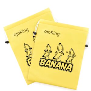 ojoking Yellow Banana Storage Bag keeps fresh for a long time, reusable fruit storage bag,keep bananas fresh,banana saver，banana bags to prevent ripening，(SET OF 2)