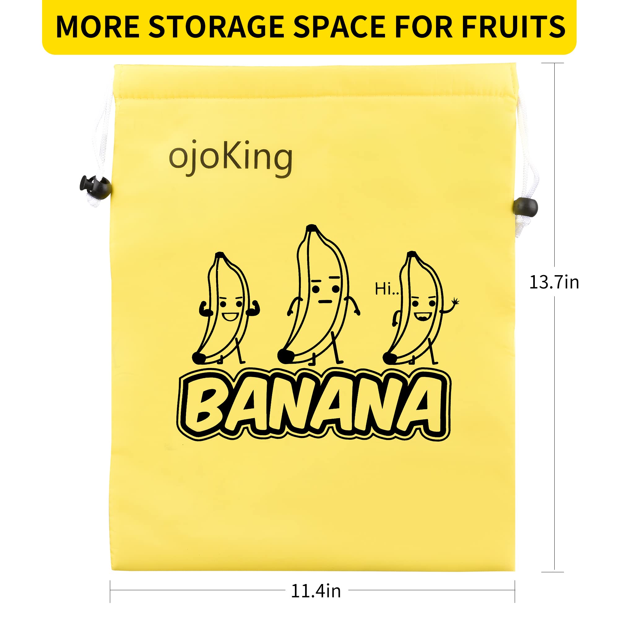 ojoking Yellow Banana Storage Bag keeps fresh for a long time, reusable fruit storage bag,keep bananas fresh,banana saver，banana bags to prevent ripening，(SET OF 2)