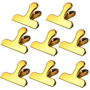 8 pack gold bag clips, stainless steel chip clips 3 inches heavy duty cute metal clips for kitchen food snack bags air tight(gold)