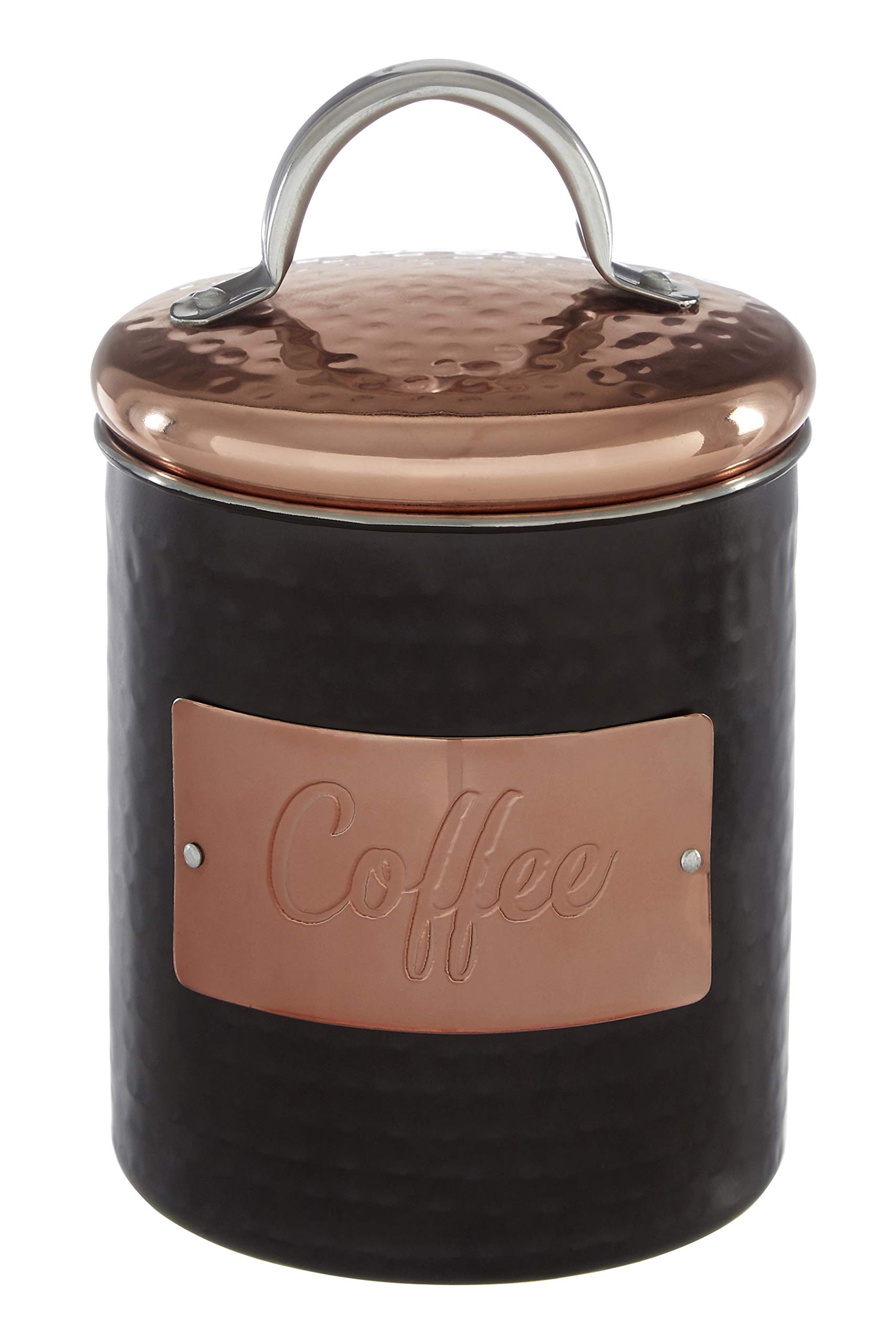 Premier Hammered Steel Storage Jar Coffee Canister, 10x10x12cm, Black