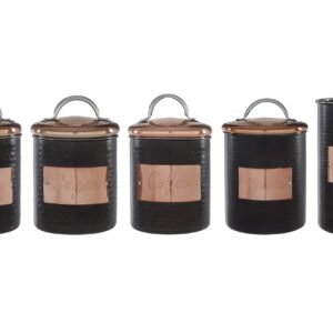 Premier Hammered Steel Storage Jar Coffee Canister, 10x10x12cm, Black