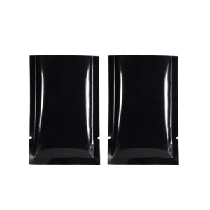 qq studio 100pcs glossy mirror black metallic foil mylar open top bags 9x13cm (3.5x5.1")