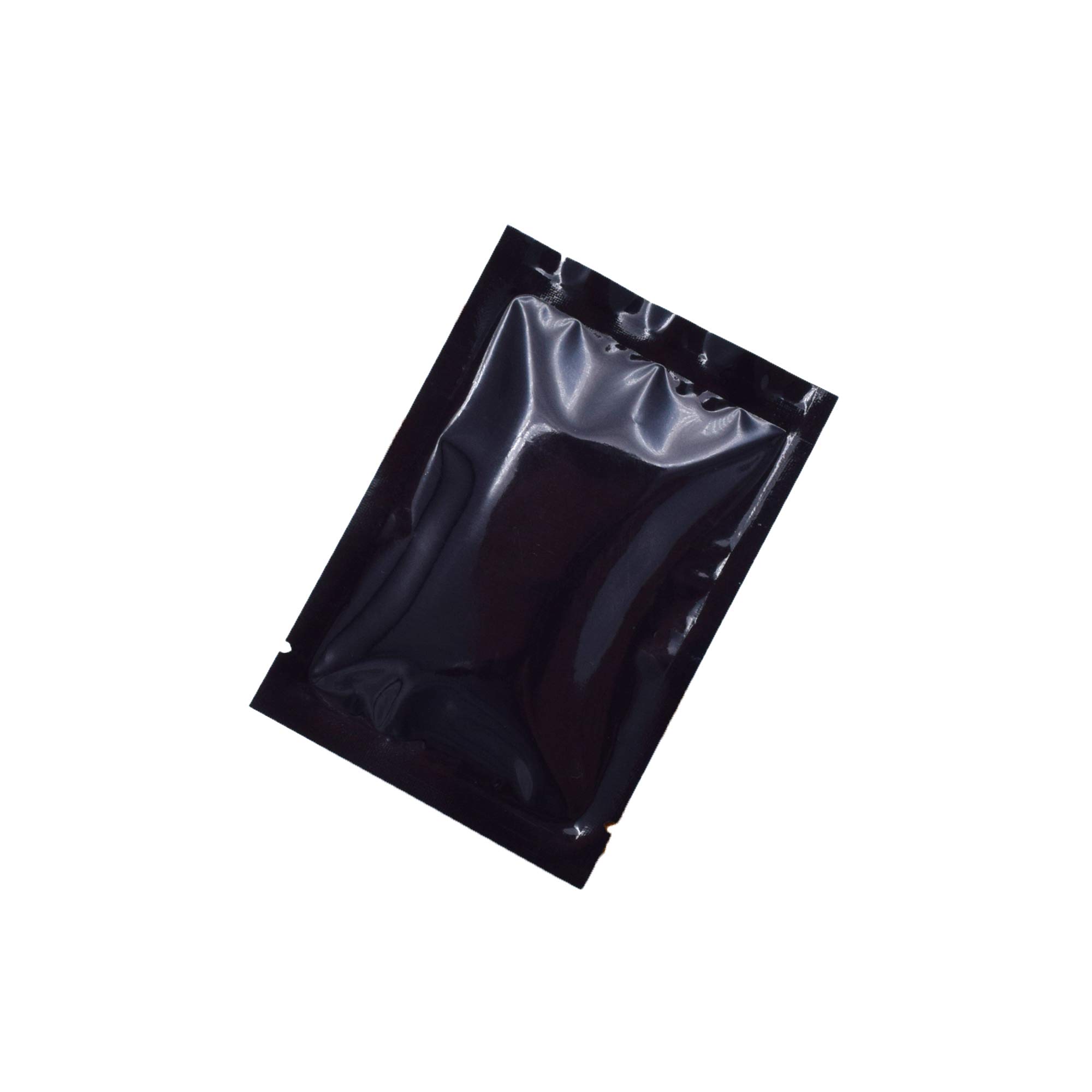 QQ Studio 100PCS Glossy Mirror Black Metallic Foil Mylar Open Top Bags 9x13cm (3.5x5.1")