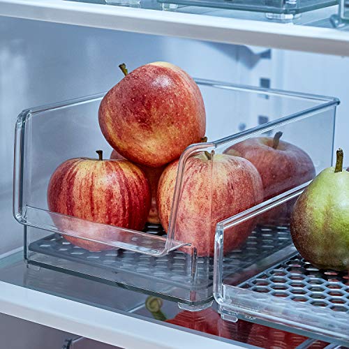 Spectrum Diversified Hexa in-Fridge Large Refrigerator Bin for Storage and Organization of Fruit Vegetables Produce and More, 8.5 x 6 x 4.25, Clear/Dark Gray