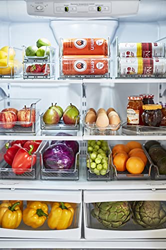 Spectrum Diversified Hexa in-Fridge Large Refrigerator Bin for Storage and Organization of Fruit Vegetables Produce and More, 8.5 x 6 x 4.25, Clear/Dark Gray