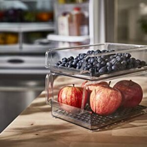 Spectrum Diversified Hexa in-Fridge Large Refrigerator Bin for Storage and Organization of Fruit Vegetables Produce and More, 8.5 x 6 x 4.25, Clear/Dark Gray