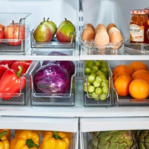 Spectrum Diversified Hexa in-Fridge Large Refrigerator Bin for Storage and Organization of Fruit Vegetables Produce and More, 8.5 x 6 x 4.25, Clear/Dark Gray