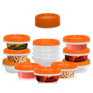 [orange - 12 pk] airtight deli containers with lids twist lock top clear food storage for meal prep snacks and leftovers freezer and microwave safe stackable leak-resistant and 12 pc. set (8 ounce)