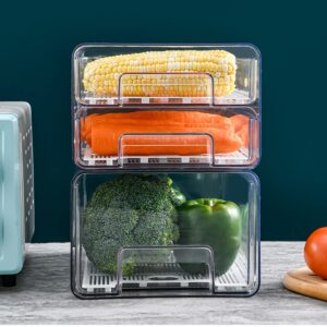 qielie 2 pcs stackable food container fruite drawer for refrigerator vegetable storage box