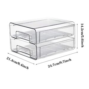 Qielie 2 PCS Stackable Food Container Fruite Drawer for Refrigerator Vegetable Storage Box