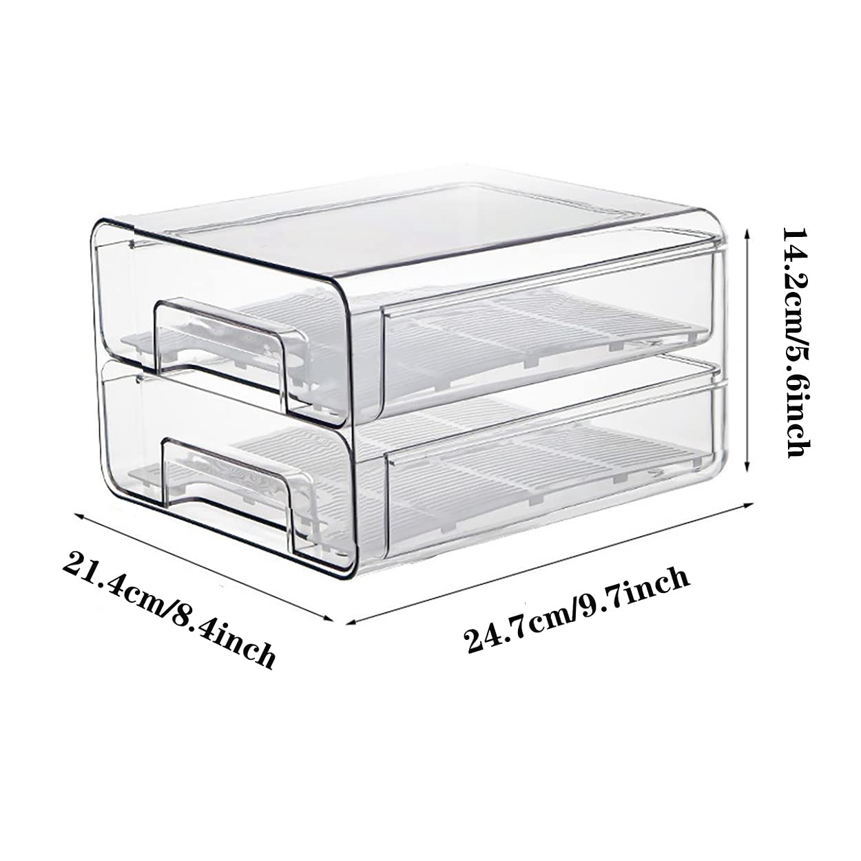 Qielie 2 PCS Stackable Food Container Fruite Drawer for Refrigerator Vegetable Storage Box