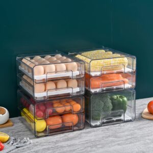 Qielie 2 PCS Stackable Food Container Fruite Drawer for Refrigerator Vegetable Storage Box