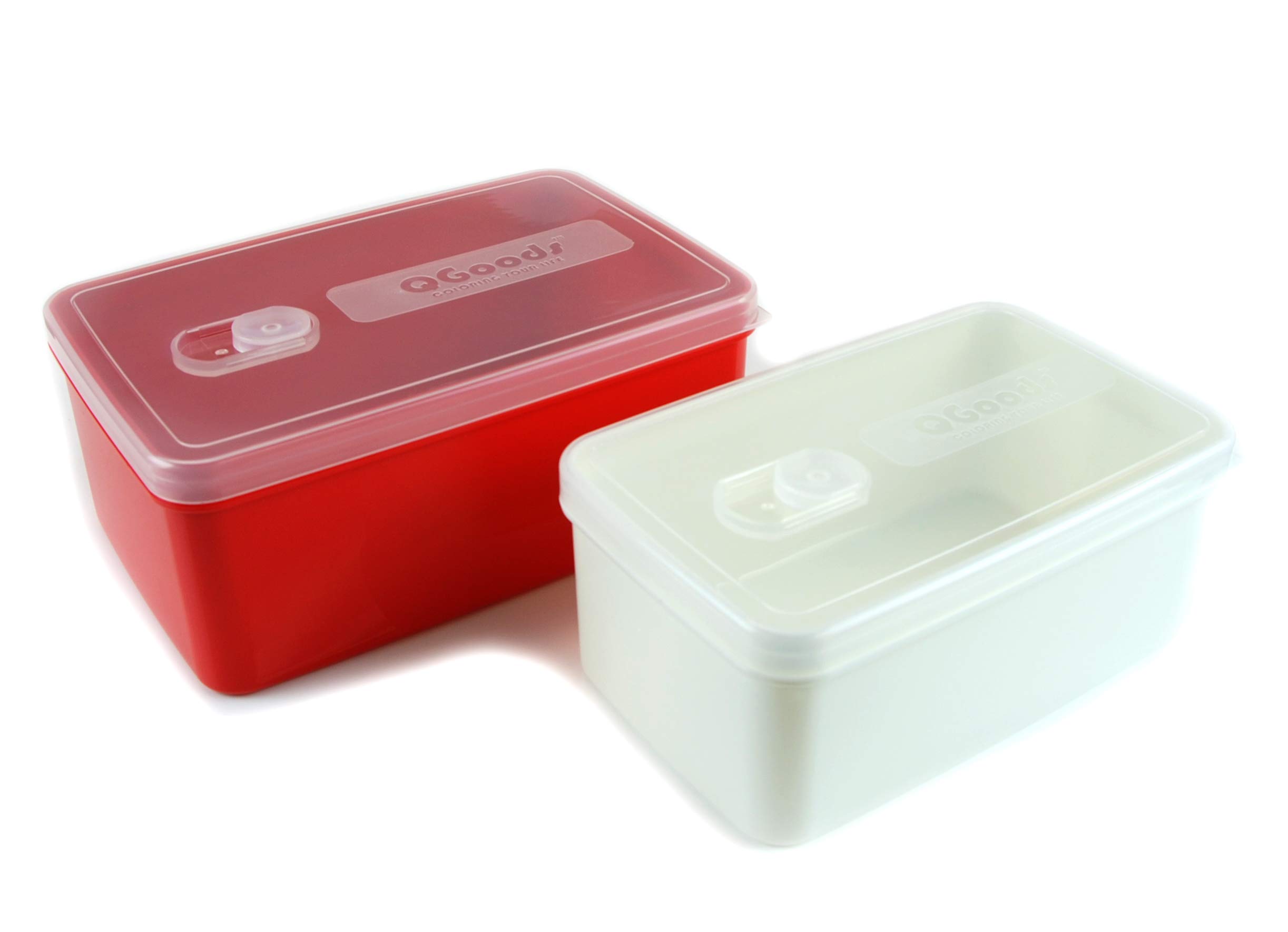 QG 68 & 40oz Rectangular Plastic Food Storage Containers with Lids BPA Free - 2 Pieces Red & White