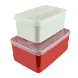 QG 68 & 40oz Rectangular Plastic Food Storage Containers with Lids BPA Free - 2 Pieces Red & White