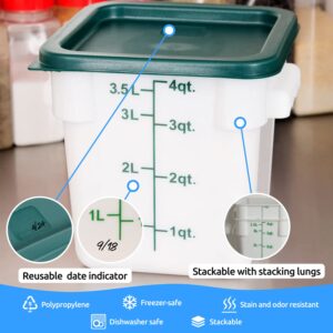 CUSINIUM 2-Pack - 4qt White Square Food Storage Containers with Lids