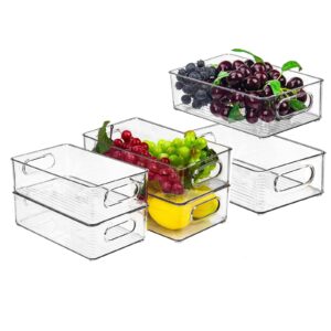 eco moda set of 6 refrigerator organizer bins - 3 sizes stackable plastic clear food storage bin